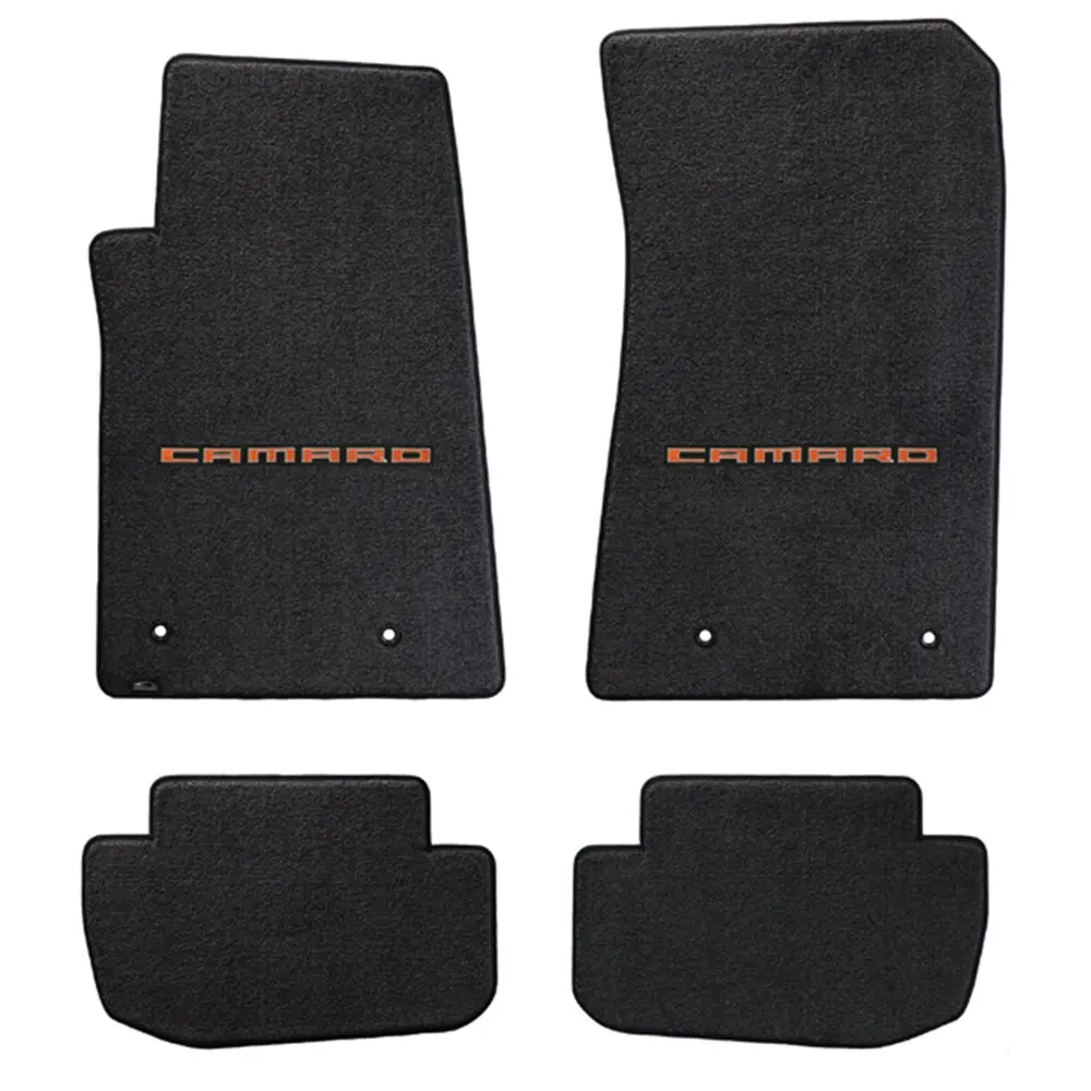 Camaro Floor Mats 4 Pc. Set (Orange Lettering) 1