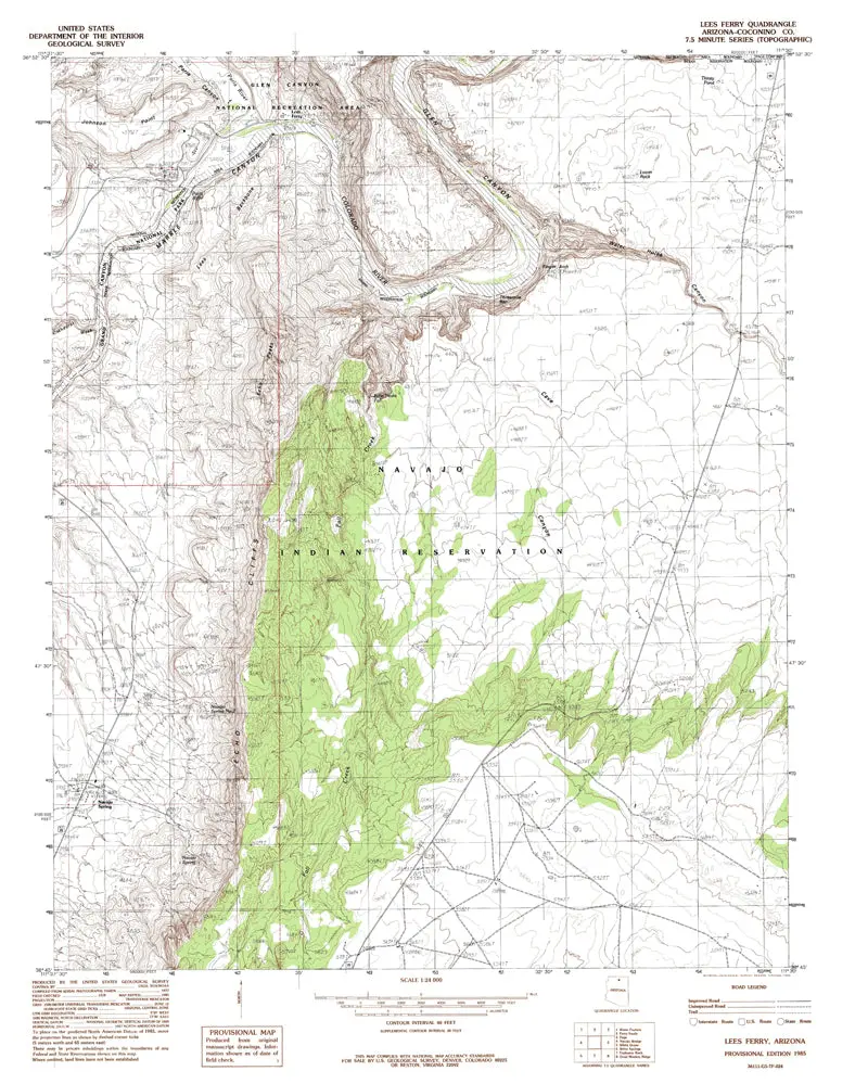 Lees Ferry, Az 7.5' Pe 1985 [Map] United States Geological Survey 1