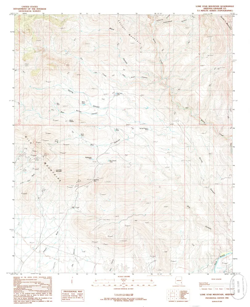 Lone Star Mountain, Arizona Map United Stated Geological Survey 1