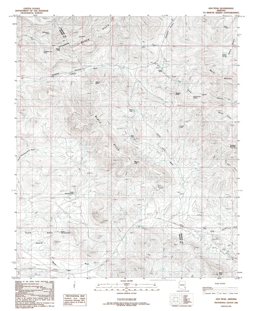 Ash Peak, Arizona 7.5' [Map] United Stated Geological Survey 1