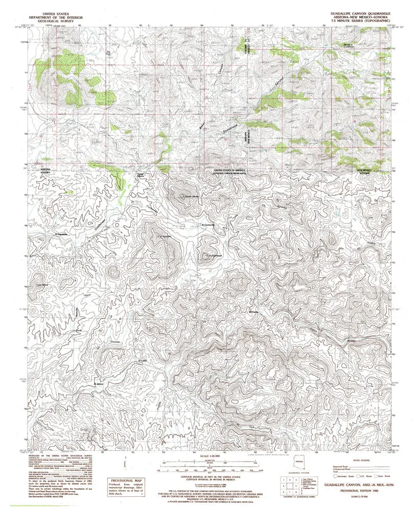 Guadalupe Canyon, Arizona-New Mexico-Sonora 7.5' [Map] United Stated Geological Survey 1