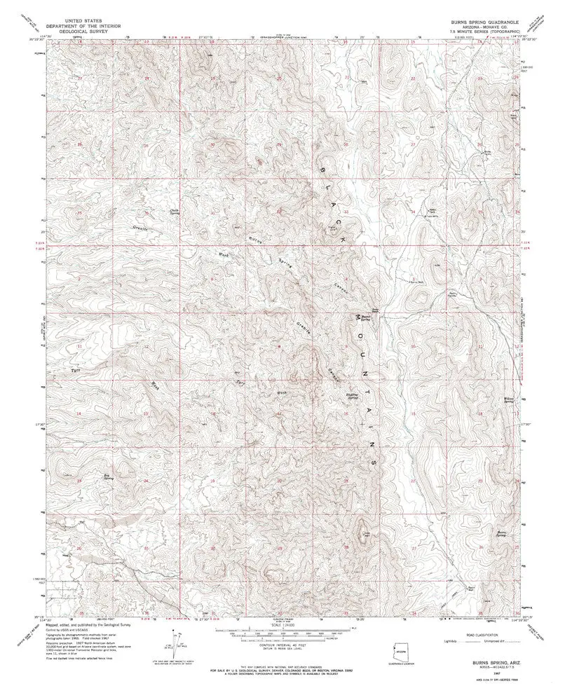Burns Spring, Arizona 7.5' [Map] United Stated Geological Survey 1