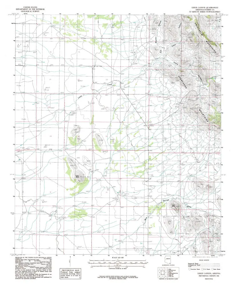 Leslie Canyon, Arizona 7.5' [Map] United Stated Geological Survey 1