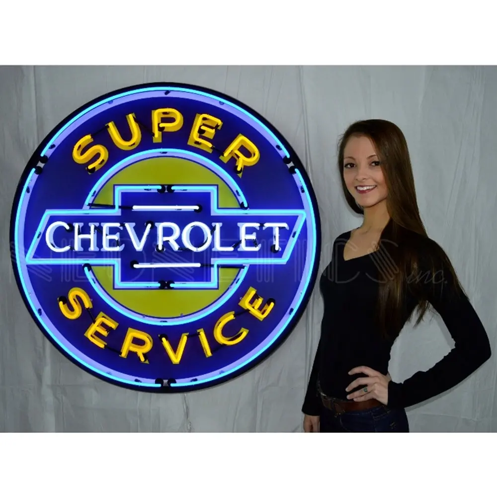 Gm Super Chevy Service 36 Inch Neon Sign In Metal Can 1