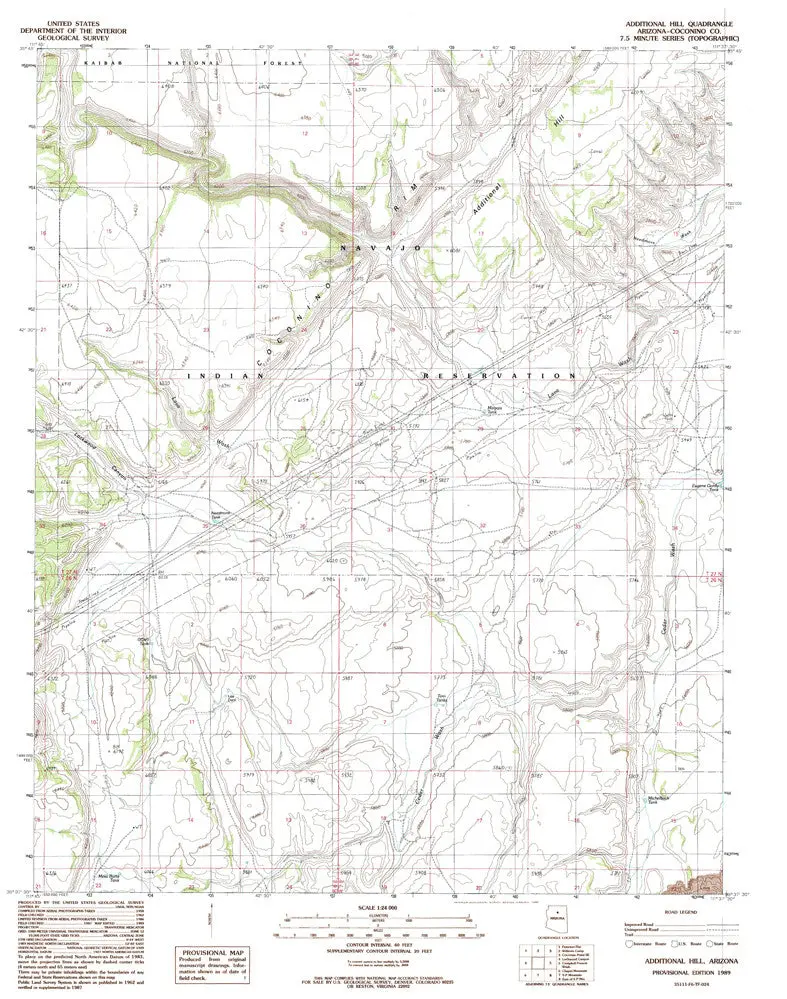 Additional Hill 7.5' Arizona 1989 Pe Map United States Geological Survey 1