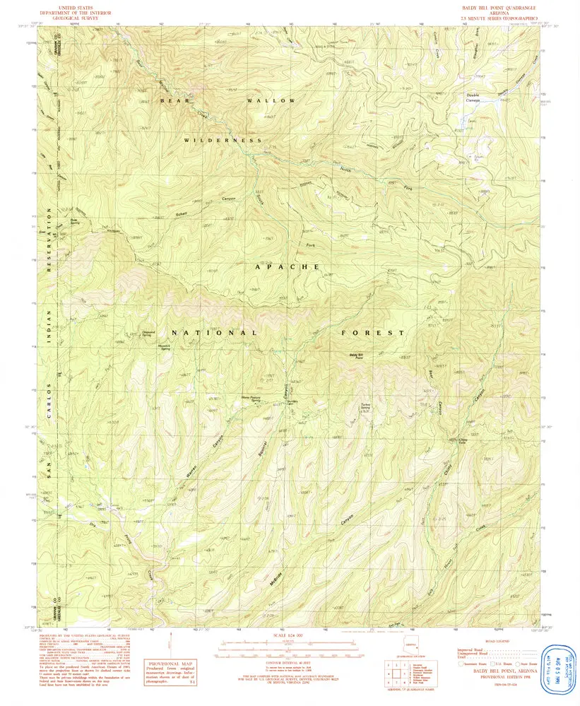 Baldy Bill Point, Arizona Pe 1991 (7.5'×7.5' Topographic Quadrangle) 1