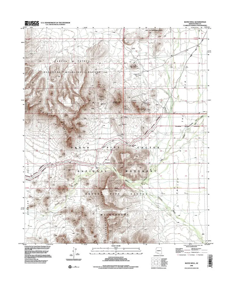 Bates Well 7.5' Arizona 1996 Map United Stated Geological Survey 1