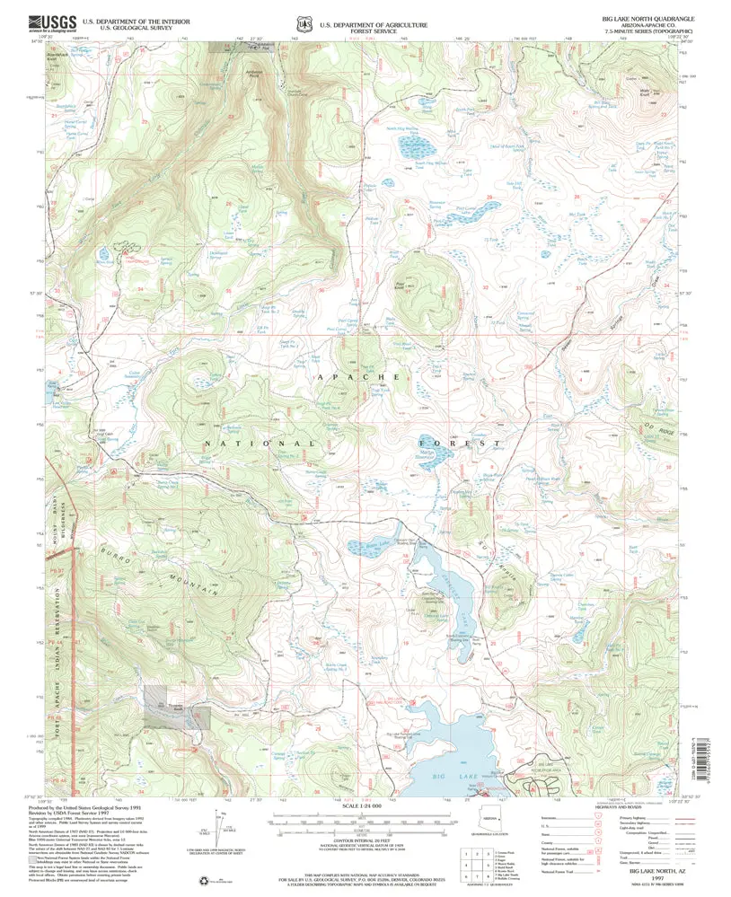 Big Lake North, Arizona 1997 (7.5'×7.5' Topographic Quadrangle) 1