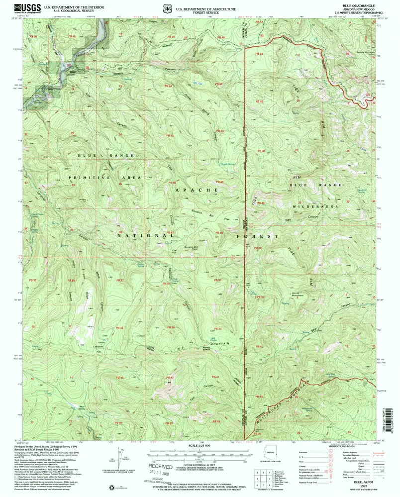 Blue, Arizona - New Mexico 1997 (7.5'×7.5' Topographic Quadrangle) 1