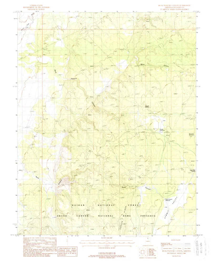Buck Pasture Canyon, Azê7.5' Pe 1988 [Map] United States Geological Survey 1