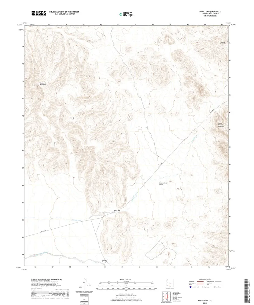 Burro Gap, Arizona 7.5' Us Topo [Map] United Stated Geological Survey 1