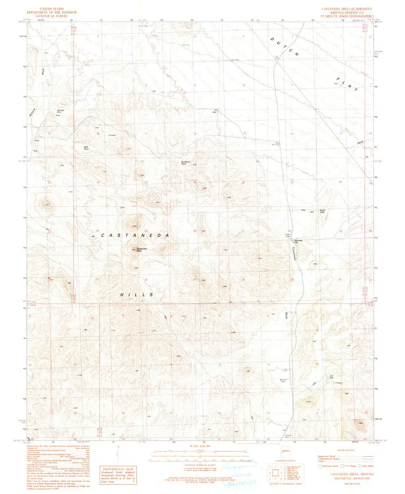 Castaneda Hills, Arizona 7.5' [Map] United Stated Geological Survey 1