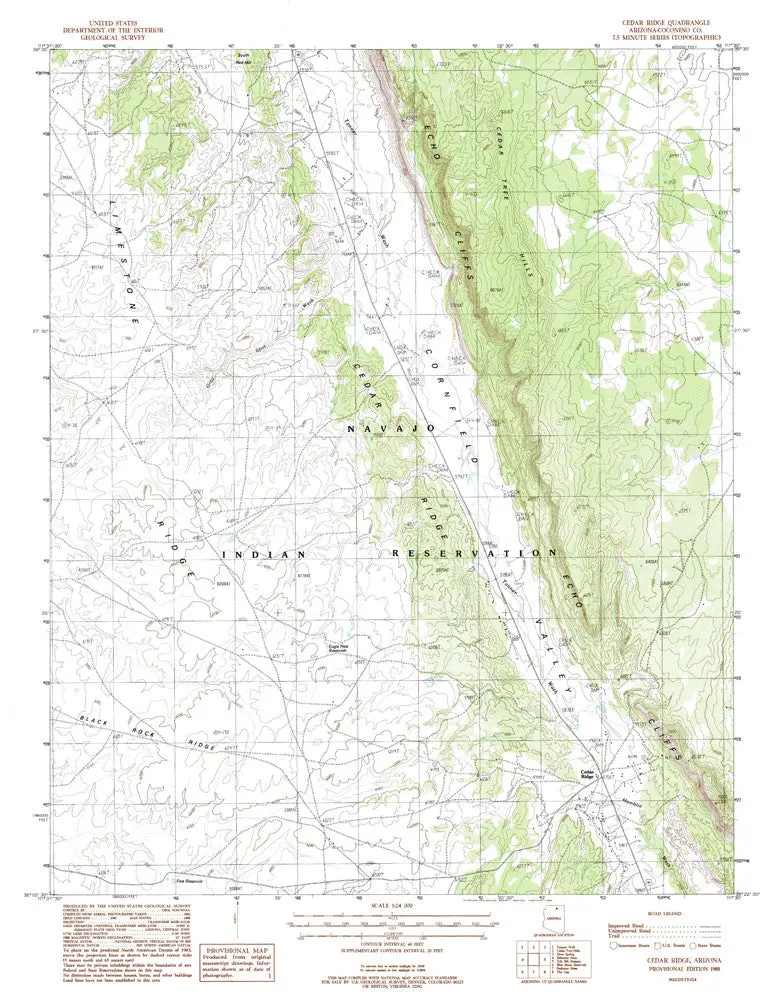 Cedar Ridge, Arizona 7.5' [Map] United Stated Geological Survey 1
