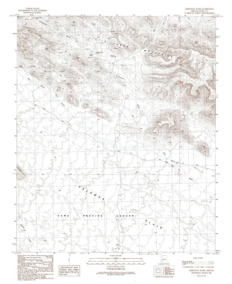 Cementosa Wash 7.5' Arizona 1990 Pe Map United Stated Geological Survey 1