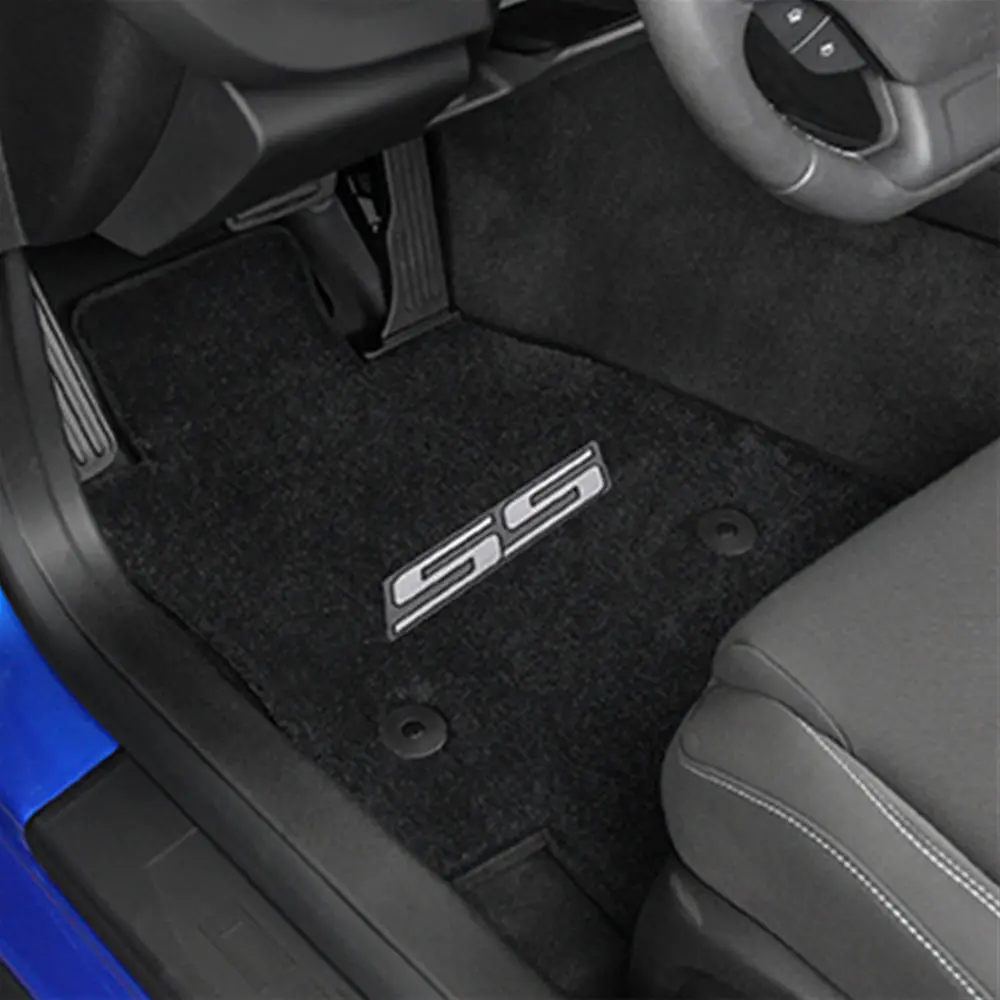 2016+ Camaro Floor Mats 4 Pc. Set (Silver Ss Logo) 1