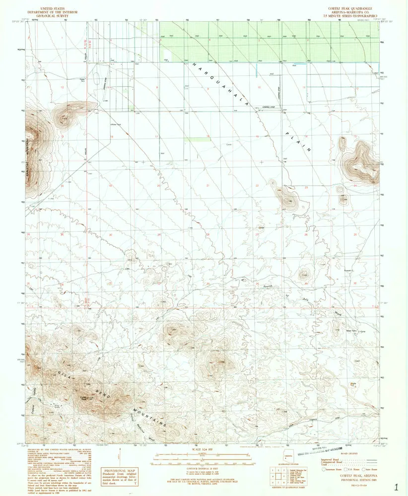 Cortez Peak 7.5' Arizona 1989 Pe Map United Stated Geological Survey 1