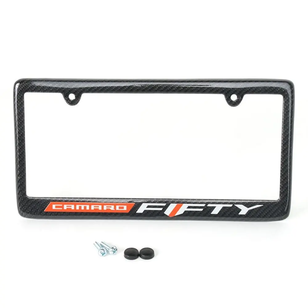 Camaro Fifty Carbon Fiber License Plate Frame -Fifty Logo - Camaro Script 1