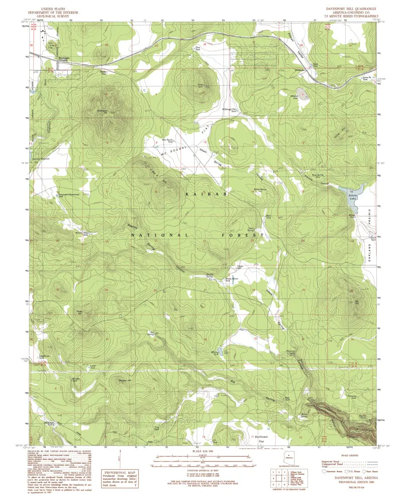 Davenport Hill, Az 1989 (7.5'×7.5' Topographic Quadrangle) [Map] United States Geological Survey 1