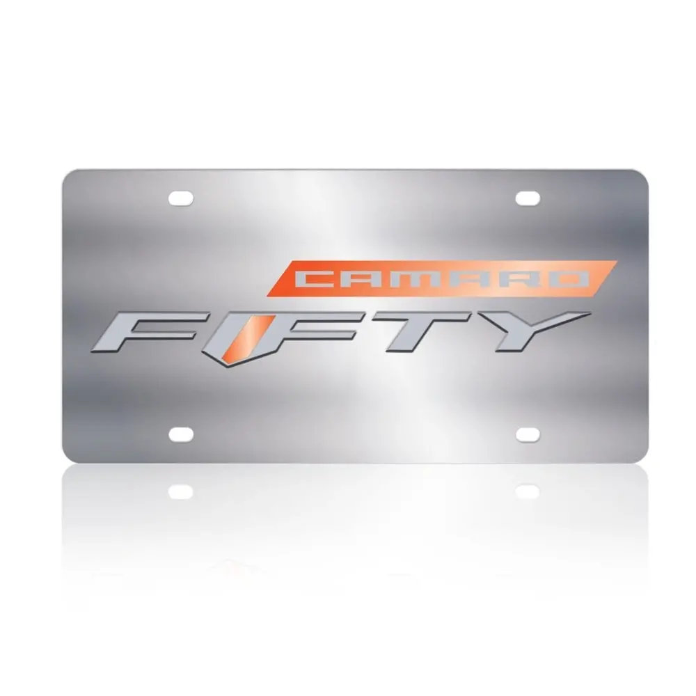 Stainless Steel License Plate - Camaro Fiftybadge 1