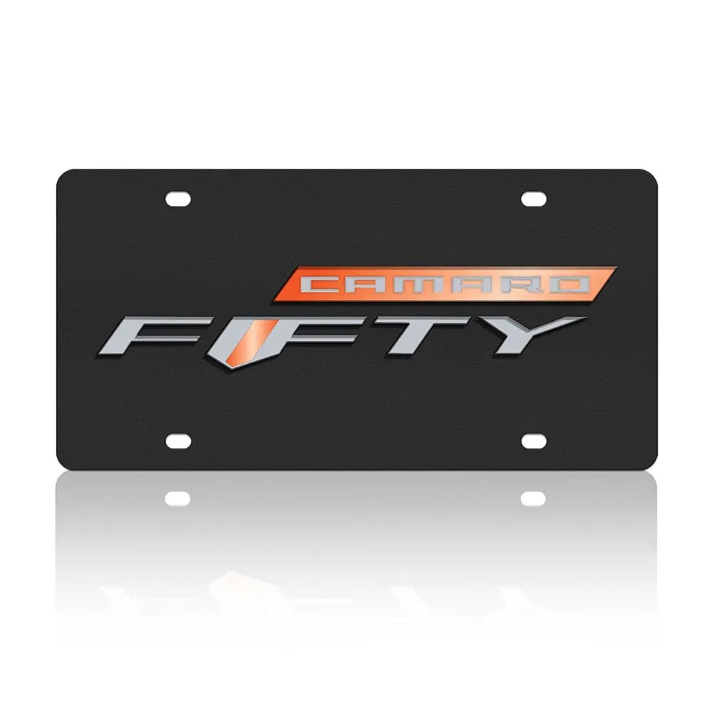 Carbon Steel License Plate- Camaro Fifty Badge 1