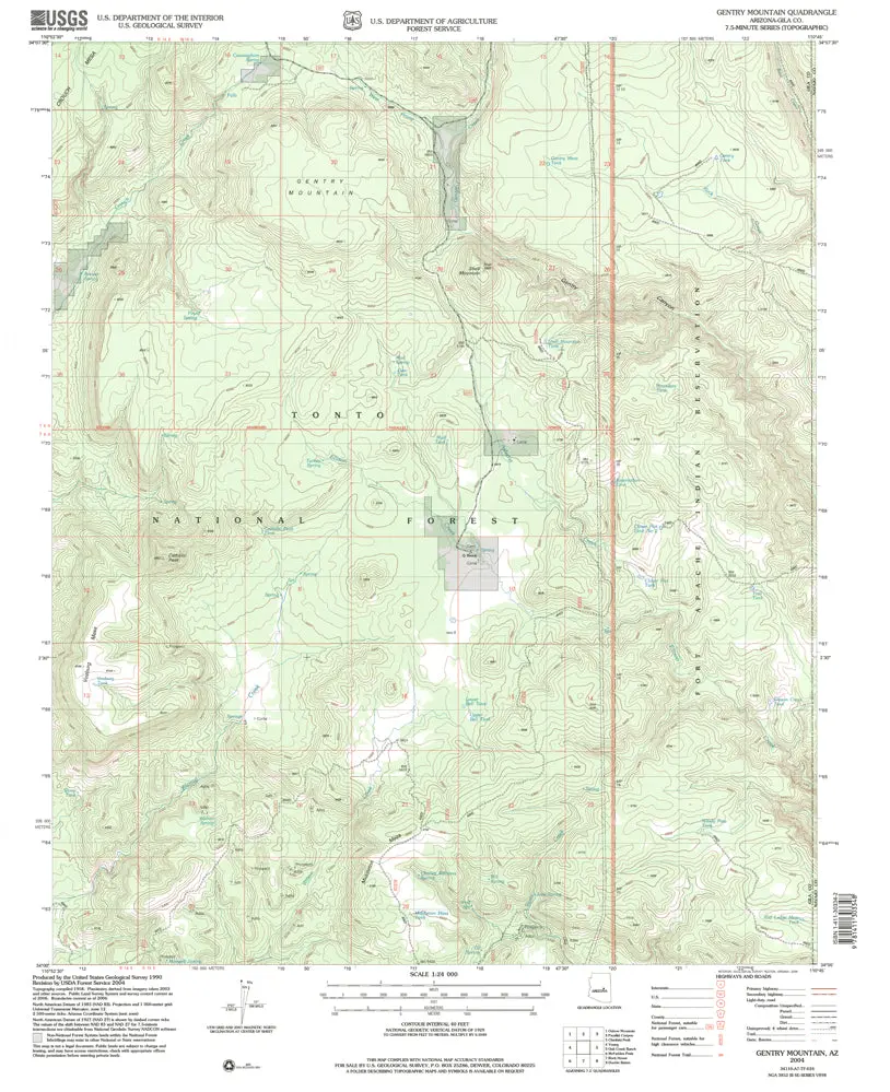 Gentry Mountain 7.5'×7.5' Az 2004 Map United States Geological Survey 1