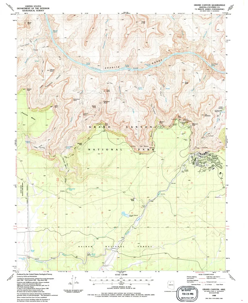 Grand Canyon 7.5' Az 1988 Map United States Geological Survey 1