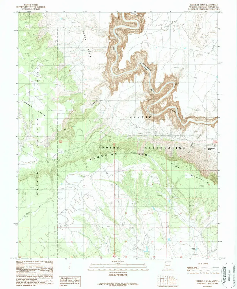 Hellhole Bend 7.5' Az 1989 Pe Map United States Geological Survey 1