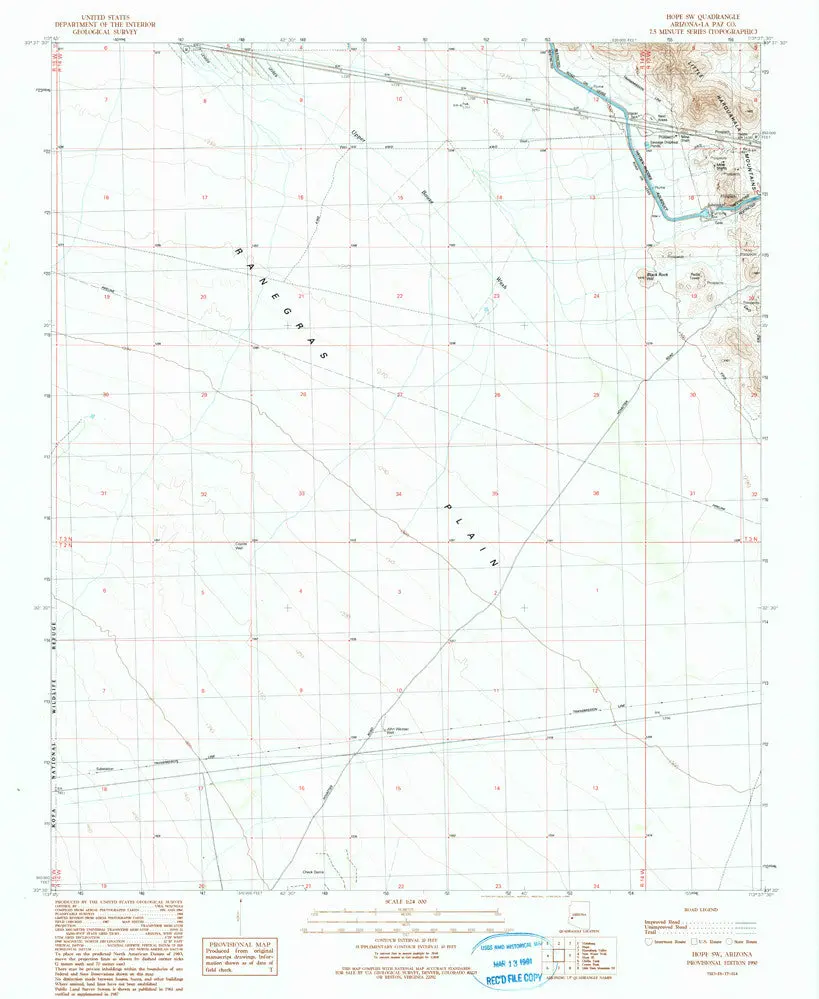 Hope Sw, Arizona 7.5' [Map] United Stated Geological Survey 1