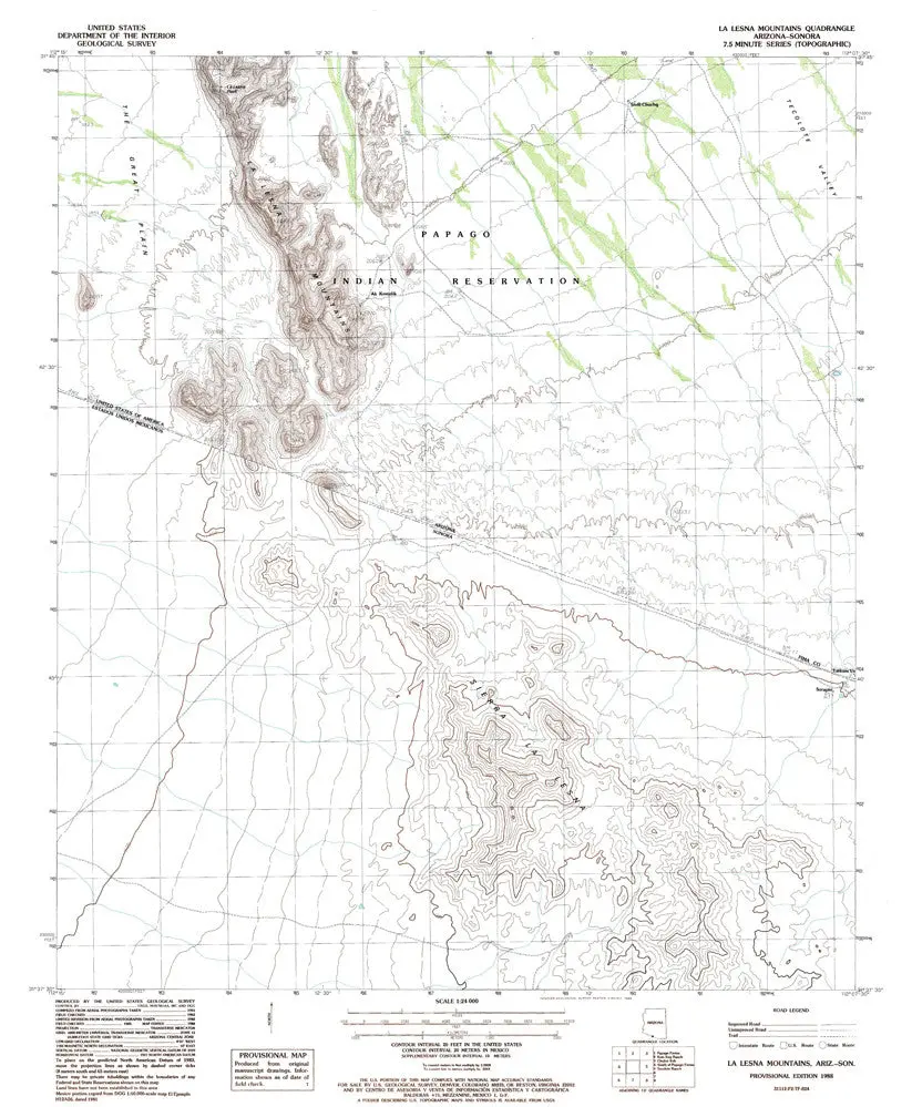 La Lesna Mts, Arizona-Sonora 7.5' [Map] United Stated Geological Survey 1