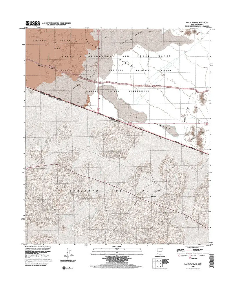 Las Playas, Arizona-Sonora (7.5'×7.5' Topographic Quadrangle) [Map] United Stated Geological Survey 1