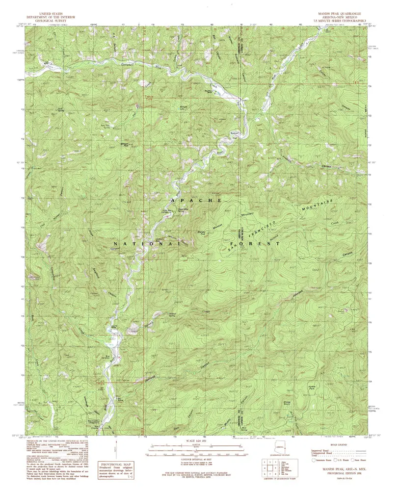 Maness Peak, Arizona - New Mexico 1991 (7.5'×7.5' Topographic Quadrangle) 1
