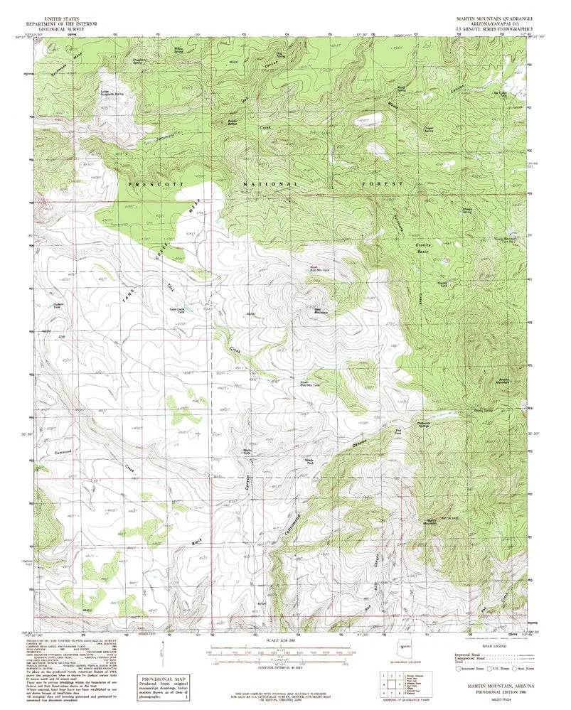 Martin Mountain, Arizona 7.5' [Map] United Stated Geological Survey 1