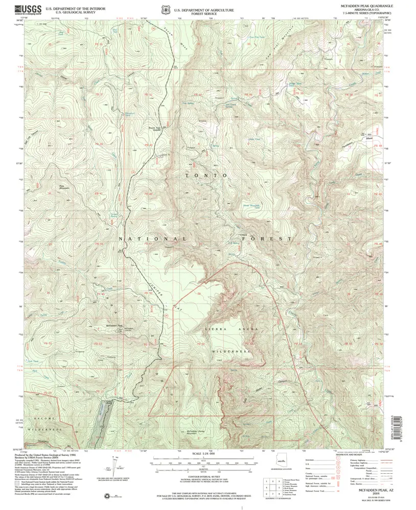 Mcfadden Peak, Arizona 7.5'×7.5' Map United States Geological Survey 1