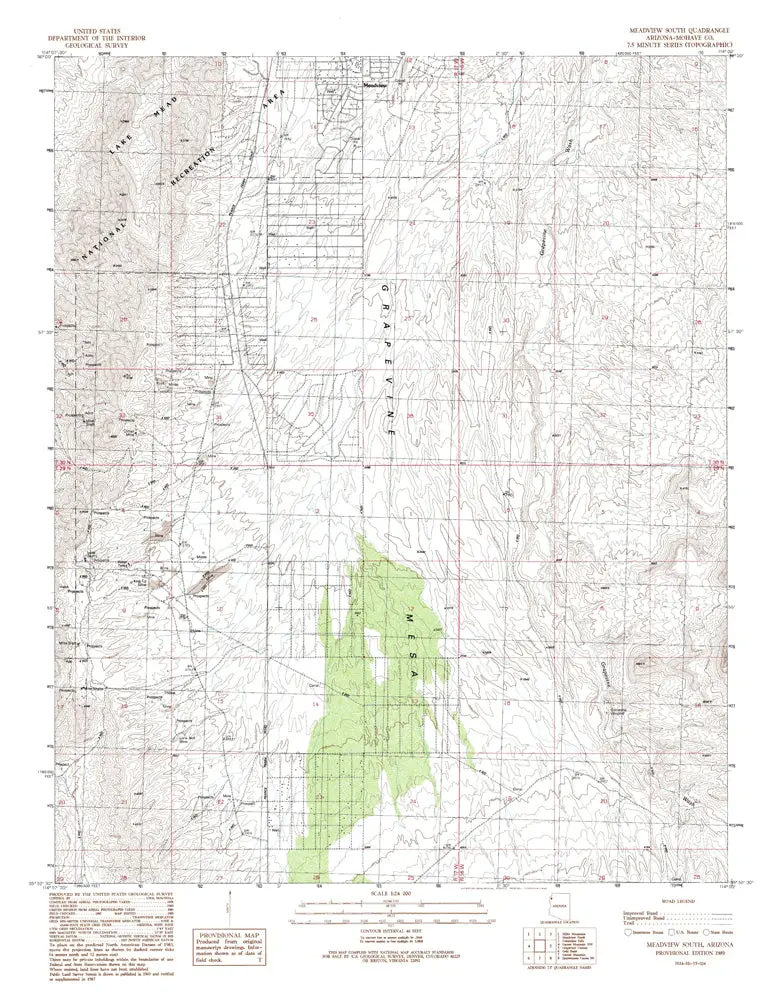 Meadview South, Az 7.5' Pe 1989 Map United States Geological Survey 1
