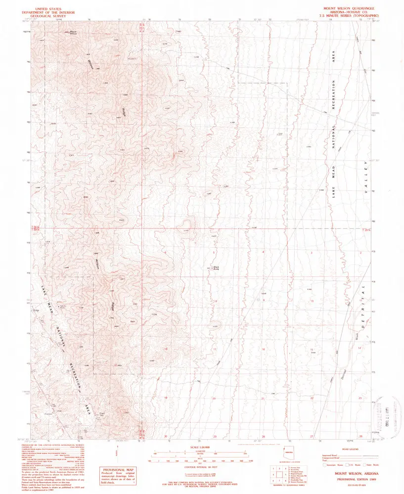 Mount Wilson 7.5' Arizona 1989 Provisional Edition Map United Stated Geological Survey 1