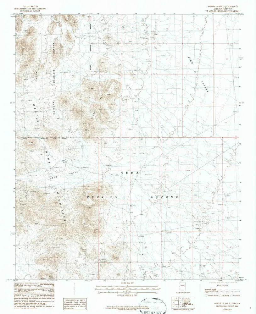 North Of Roll, Arizona 7.5' [Map] United Stated Geological Survey 1