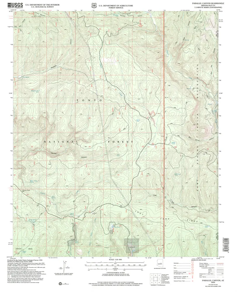 Parallel Canyon 7.5' Az 2004 Map United States Geological Survey 1