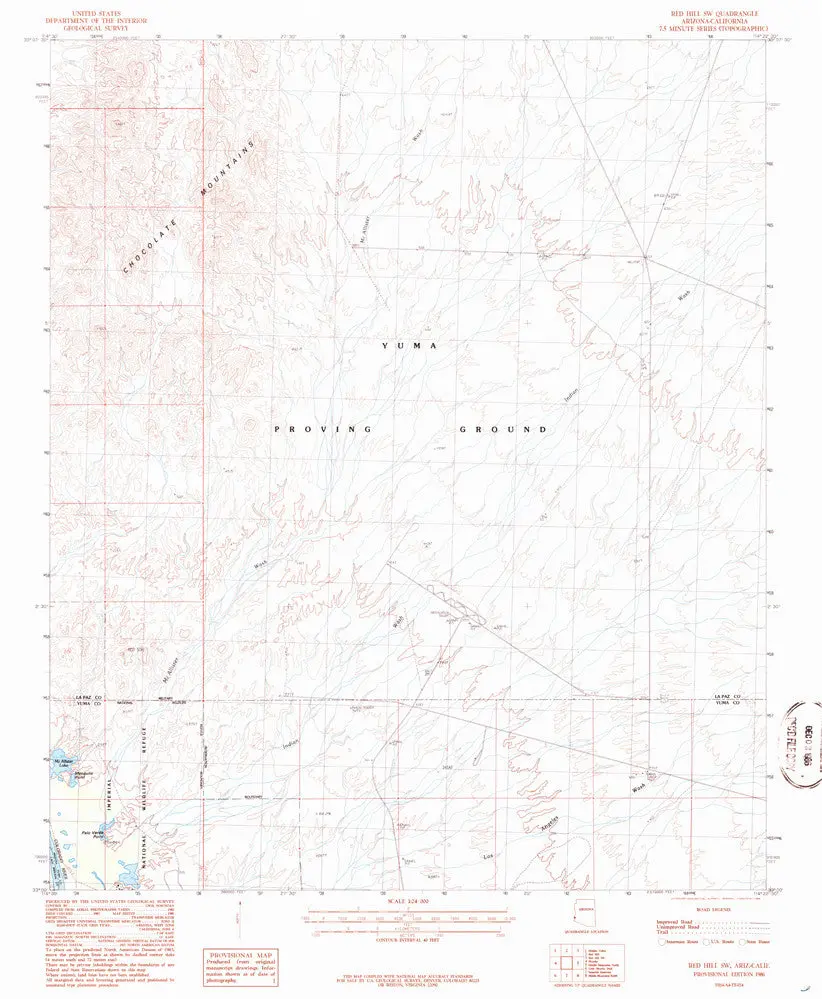 Red Hill Sw, Arizona-California 7.5' [Map] United Stated Geological Survey 1
