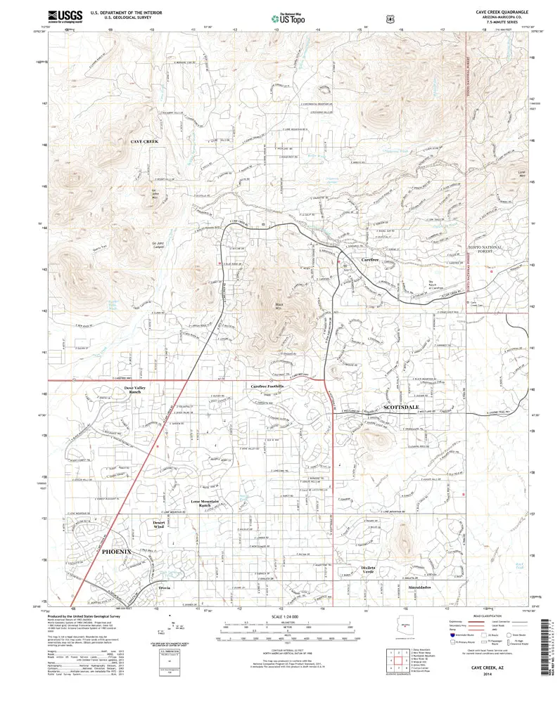 Cave Creek 7.5' Az 2014 Ust [Map] United States Geological Survey 1