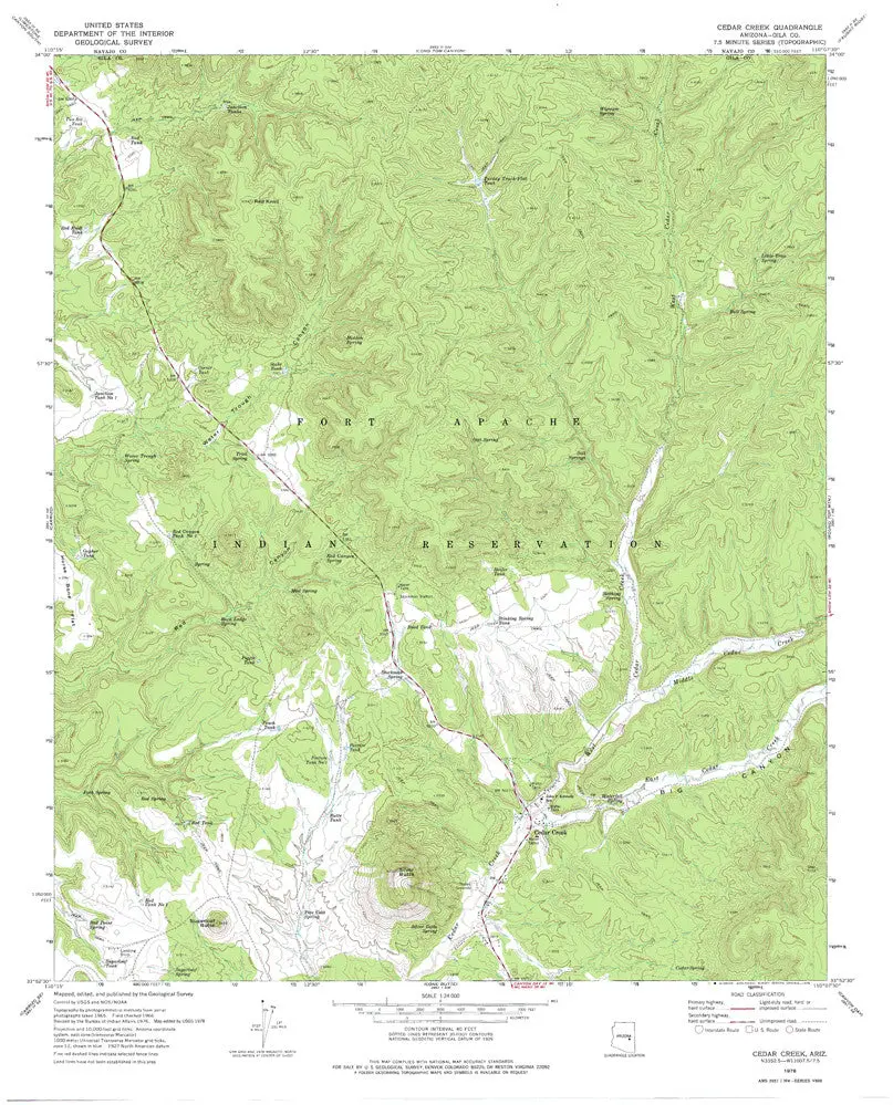 Cedar Creek, Arizona 7.5' [Map] United Stated Geological Survey 1