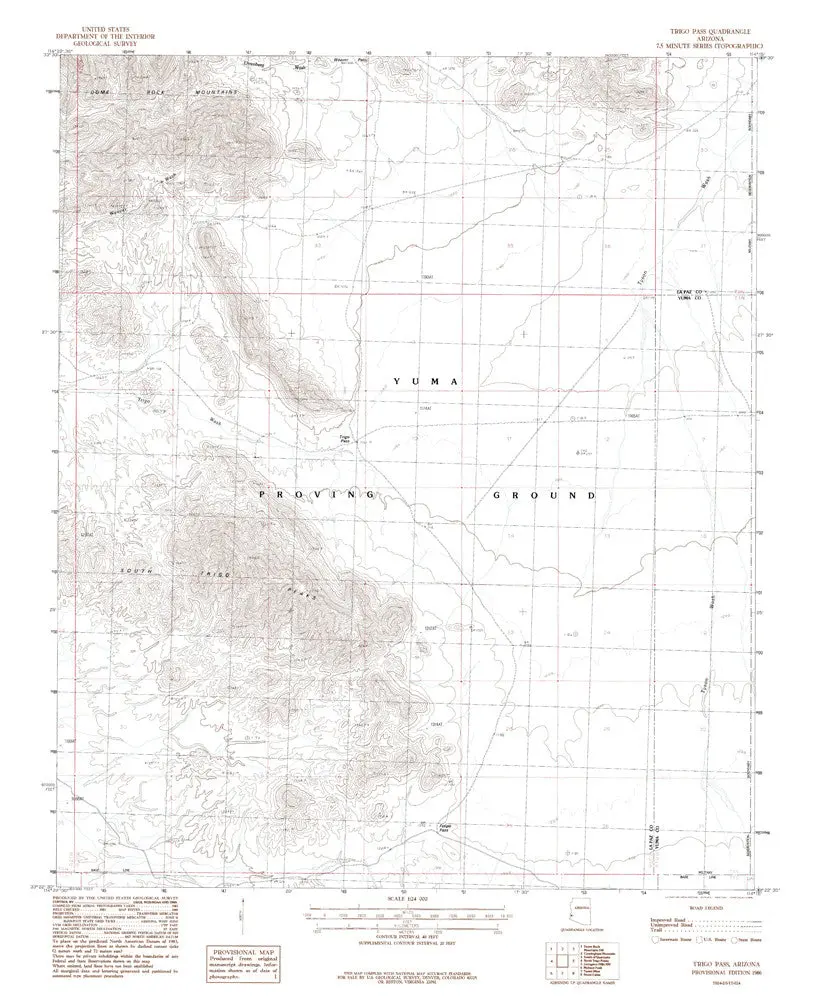 Trigo Pass, Arizona 7.5' [Map] United Stated Geological Survey 1