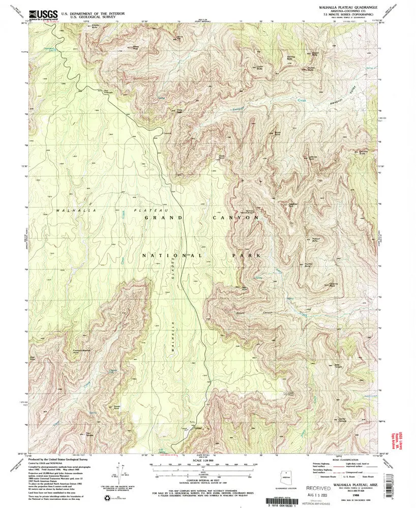 Walhalla Plateau, Arizona [Map] United Stated Geological Survey 1