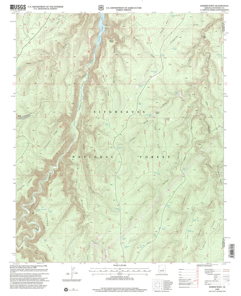 Weimer Point, Arizona 1998 (7.5'×7.5' Topographic Quadrangle) [Map] U.S. Geological Survey 1
