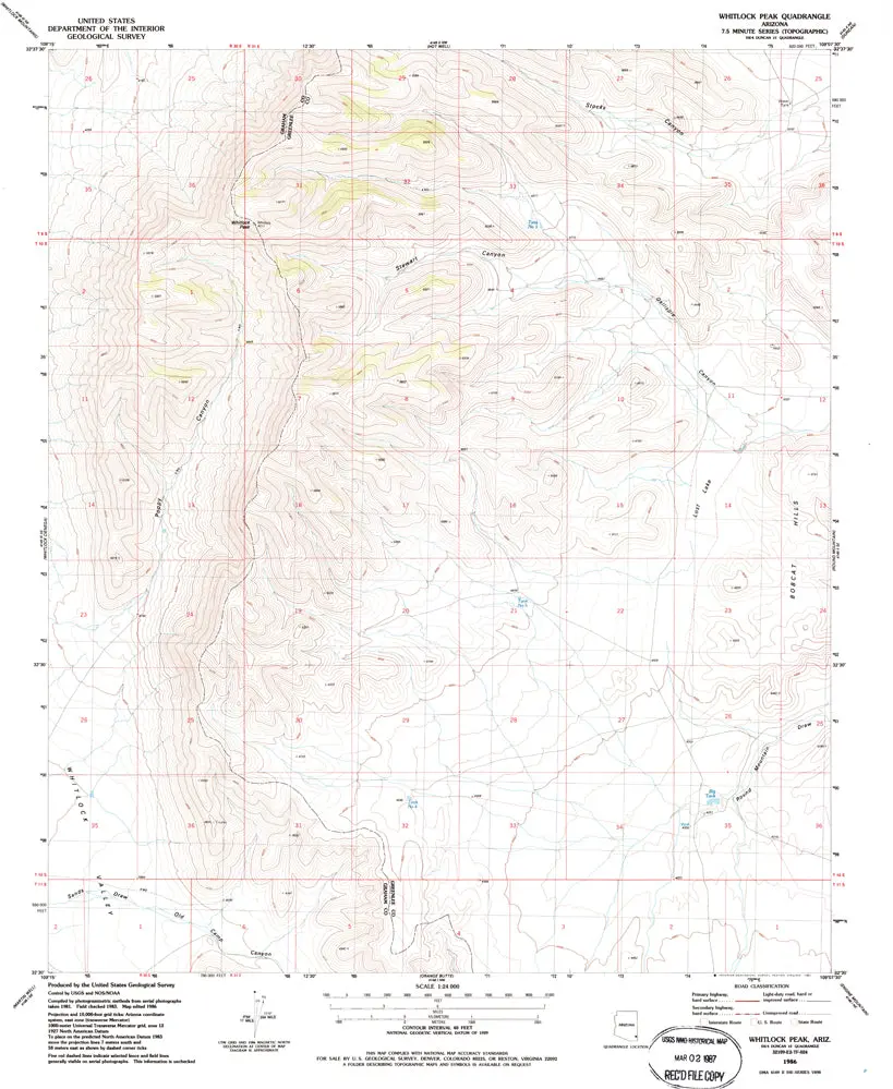 Whitlock Peak, Arizona [Map] United Stated Geological Survey 1