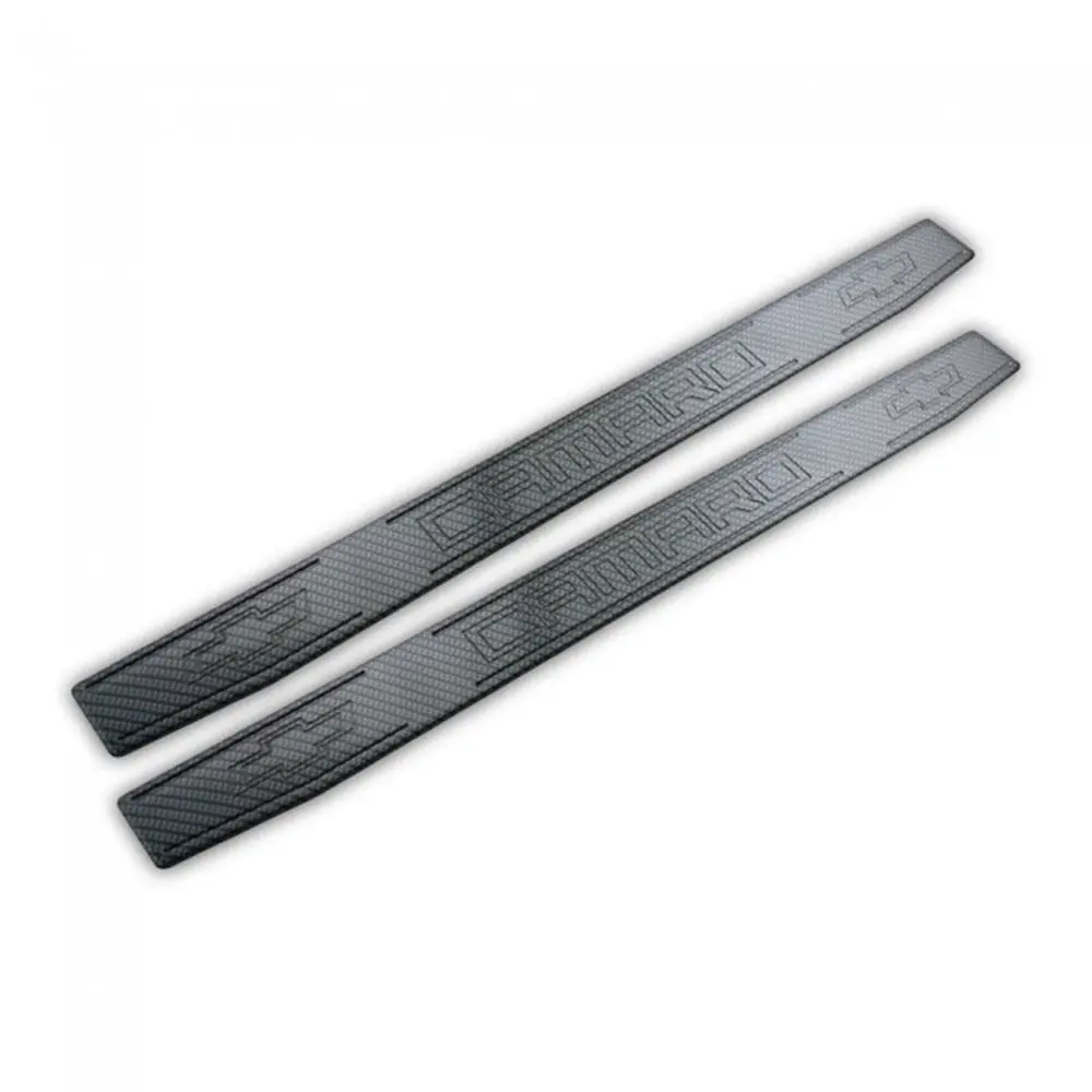 Camaro Oem Door Sills With Carbon Fiber Finish – Camaro & Bowtie Logos 1