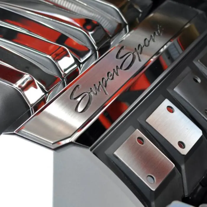 Camaro - Polished Stainless Steel W-Carbon Fiber "Super Sport" - Factory Fuel Rail Cover Trim 1