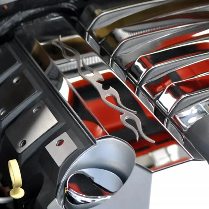 Camaro - Polished Stainless Steel W-Brushed "Tribal Flame" - Factory Fuel Rail Cover Trim 1
