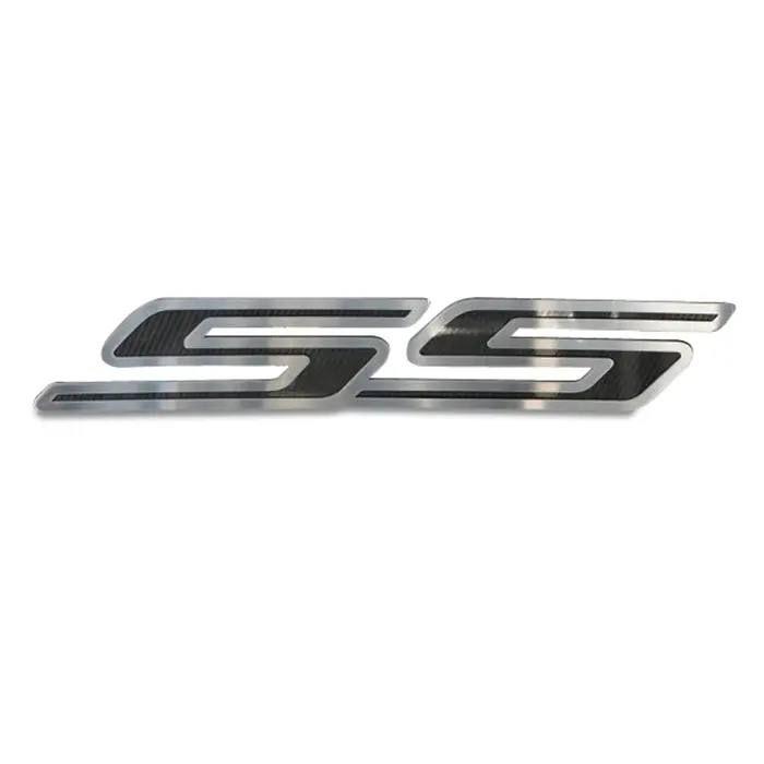 2010-2015 Camaro Hood Panel Letters, Ss Or Rs - Brushed Stainless Steel With Carbon Fiber Underlay 1