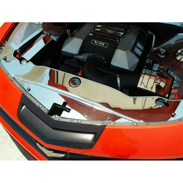 2010-2013 Camaro Radiator Cover W-Caps- Polished Stainless 1