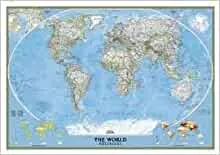Classic Political World Reference Wall Map - Dry Erase Laminated & Enlarged 1
